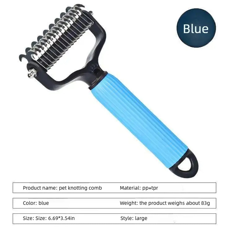 Professional Pet Grooming Tool - Universal Double-Sided Detangling Comb for Dogs, Stainless Steel Design for Effective Shedding and Matted Hair Removal, Ideal for Daily Coat Maintenance.