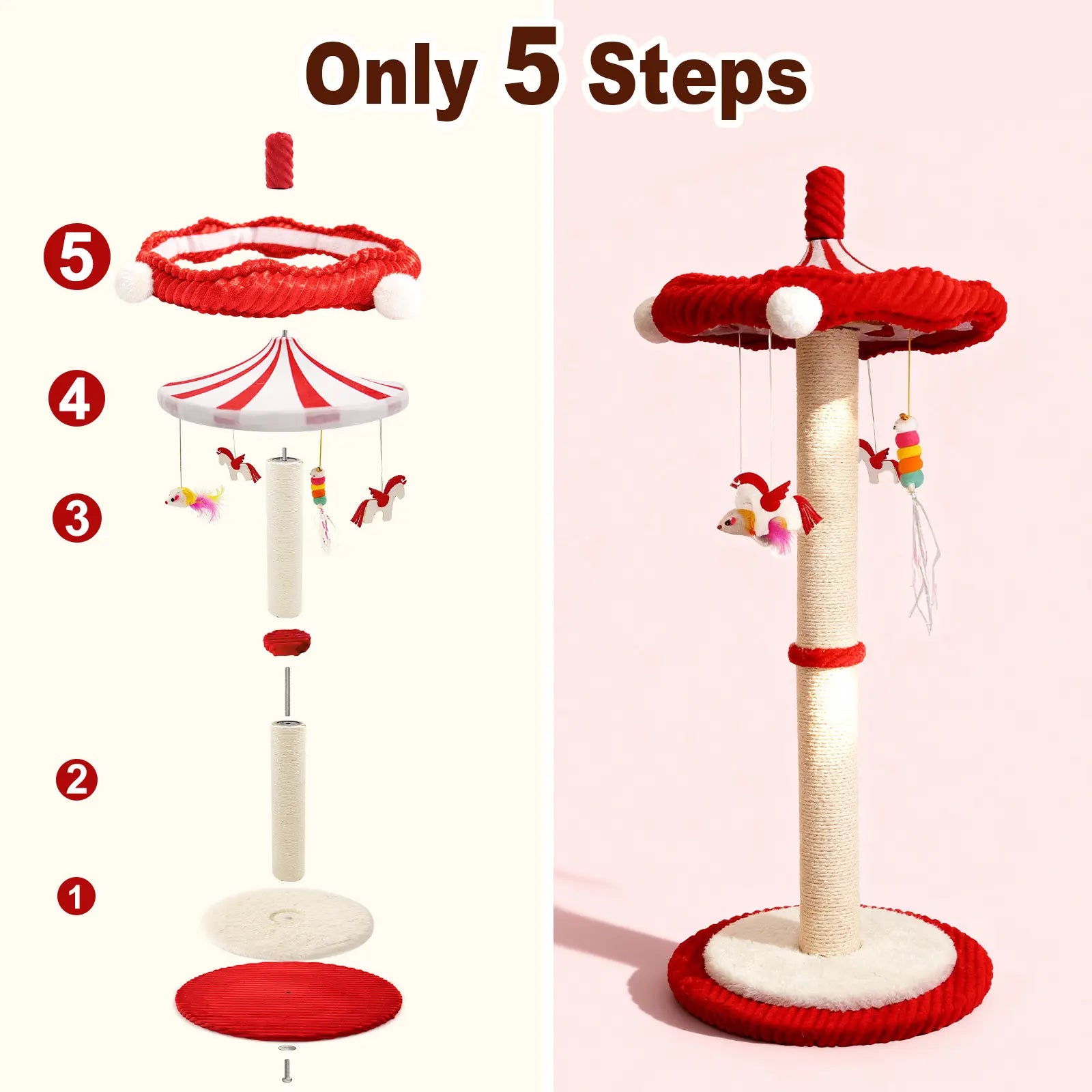 Catails 39.7" Tall Cat Scratching Post and Cat Tower - Indoor and Outdoor Cat Tree with Sisal Scratcher and Cat Toy for Kittens and Adults
