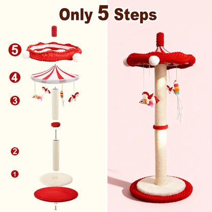 Catails 39.7" Tall Cat Scratching Post and Cat Tower - Indoor and Outdoor Cat Tree with Sisal Scratcher and Cat Toy for Kittens and Adults