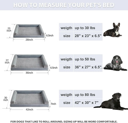 Orthopedic Dog Bed for Large Dogs – Waterproof Couch-Style Pet Bed, Medium & Large Dogs, Removable Washable Cover, 36"X27"X6.5"