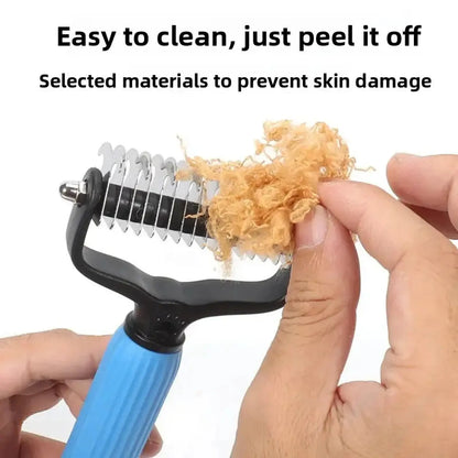 Professional Pet Grooming Tool - Universal Double-Sided Detangling Comb for Dogs, Stainless Steel Design for Effective Shedding and Matted Hair Removal, Ideal for Daily Coat Maintenance.