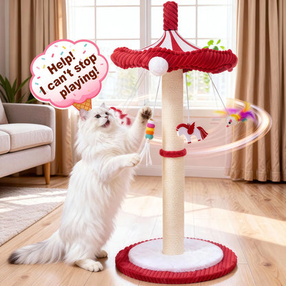 Catails 39.7" Tall Cat Scratching Post and Cat Tower - Indoor and Outdoor Cat Tree with Sisal Scratcher and Cat Toy for Kittens and Adults