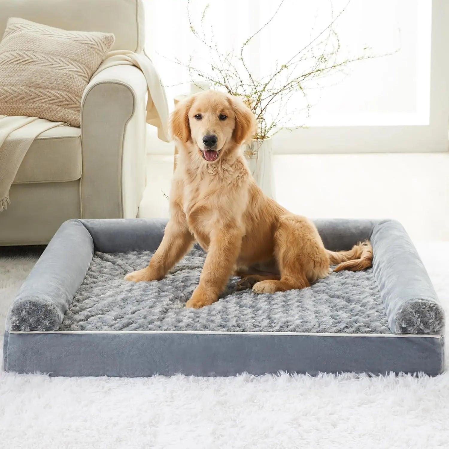 Orthopedic Dog Bed for Large Dogs – Waterproof Couch-Style Pet Bed, Medium & Large Dogs, Removable Washable Cover, 36"X27"X6.5"
