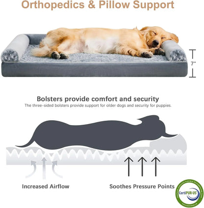 Orthopedic Dog Bed for Large Dogs – Waterproof Couch-Style Pet Bed, Medium & Large Dogs, Removable Washable Cover, 36"X27"X6.5"