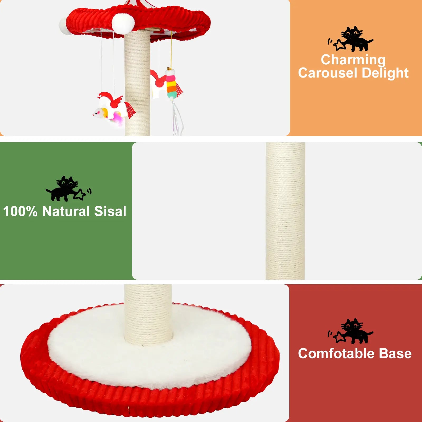 Catails 39.7" Tall Cat Scratching Post and Cat Tower - Indoor and Outdoor Cat Tree with Sisal Scratcher and Cat Toy for Kittens and Adults