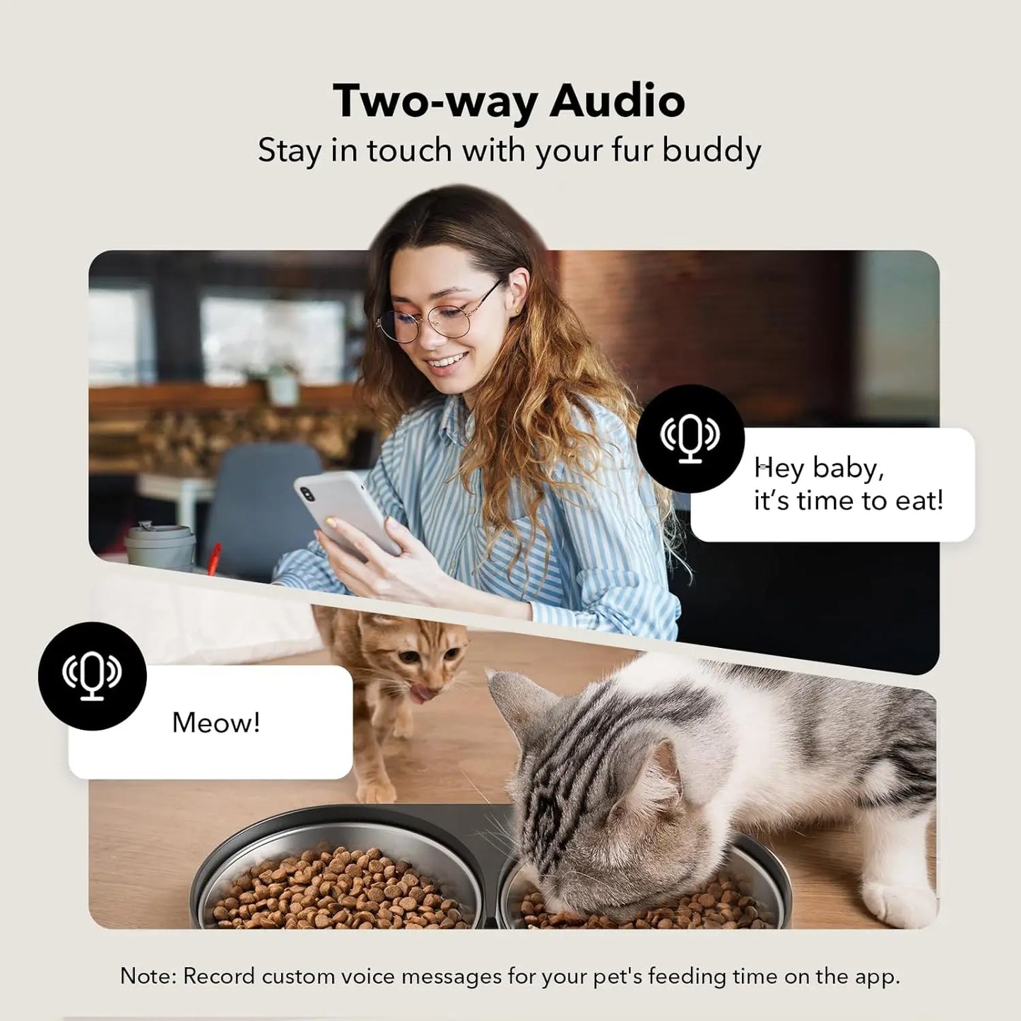 PETLIBRO 5L Automatic Cat Feeder with HD Camera for Two Cats, 1080P Video with Night Vision, 5G WiFi Connectivity, 2-Way Audio, and Motion & Sound Alerts, Dual Tray Design, Black