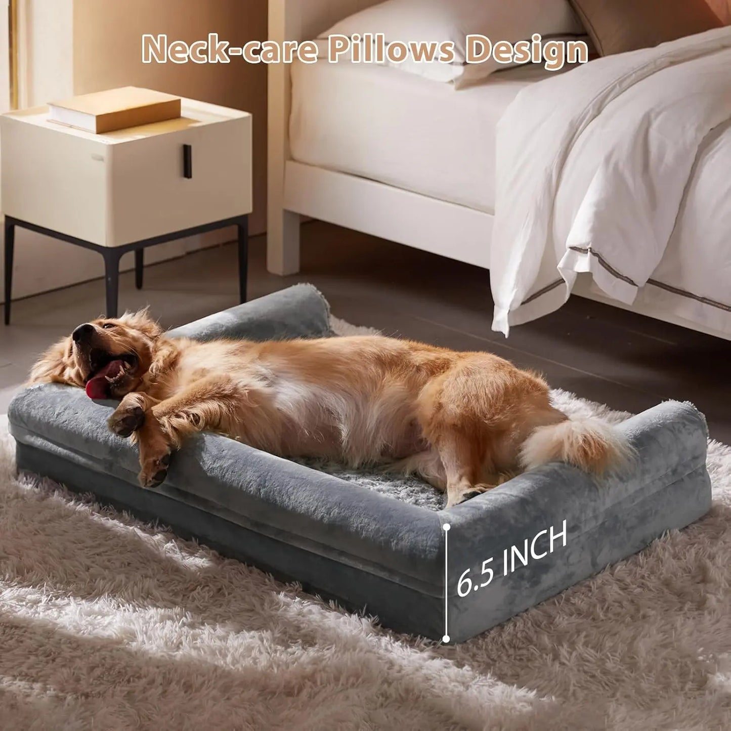 Orthopedic Dog Bed for Large Dogs – Waterproof Couch-Style Pet Bed, Medium & Large Dogs, Removable Washable Cover, 36"X27"X6.5"