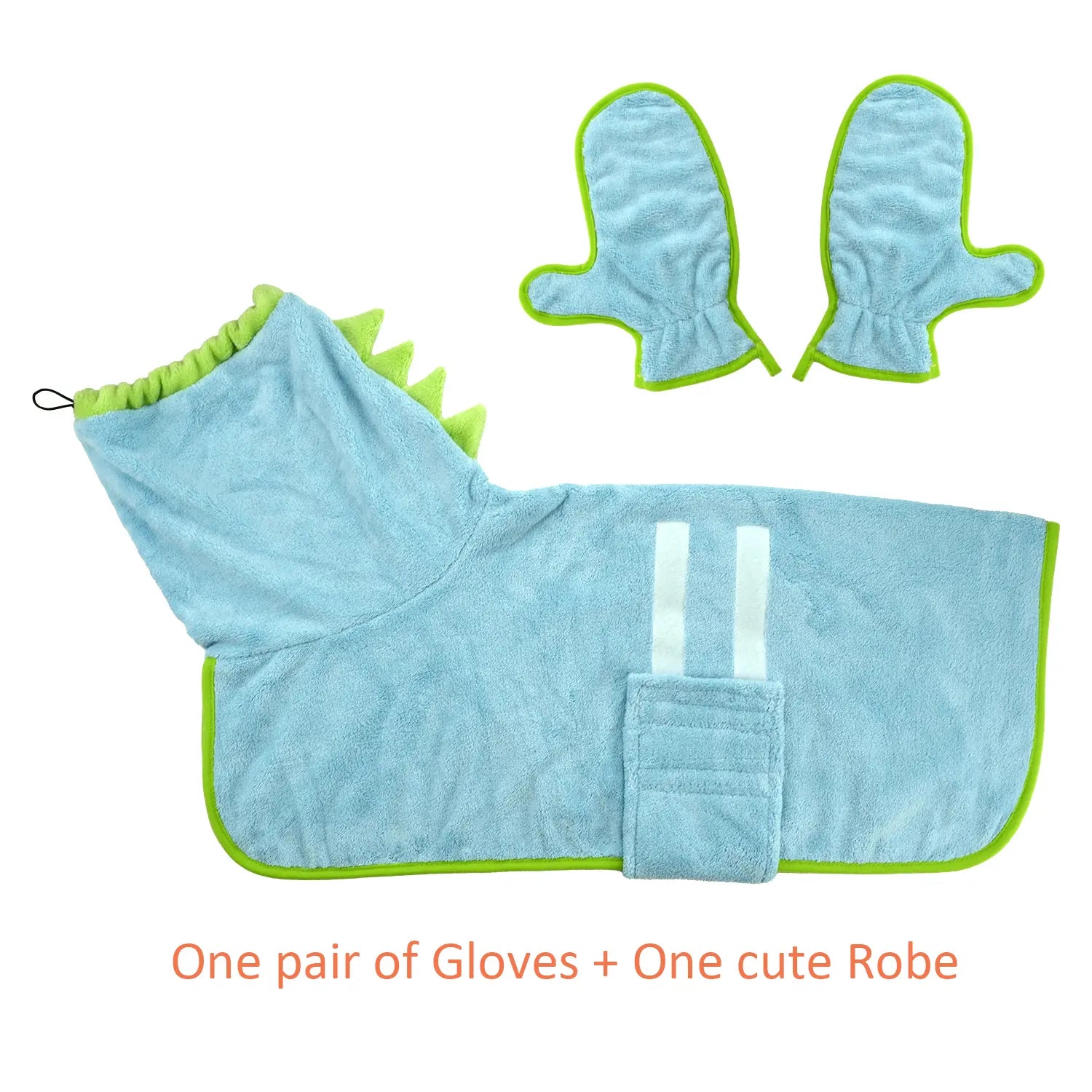 Quick-Dry Dog Bathrobe and Towel Set with Adjustable Microfiber Robe and Drying Gloves - Perfect for Cold Weather and Beach Grooming