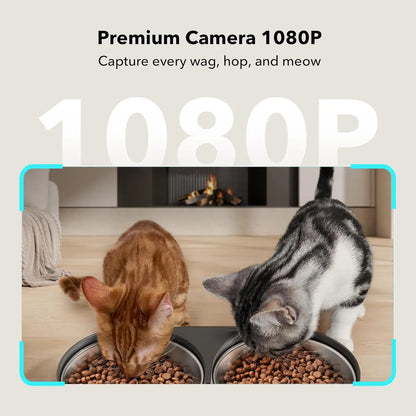 PETLIBRO 5L Automatic Cat Feeder with HD Camera for Two Cats, 1080P Video with Night Vision, 5G WiFi Connectivity, 2-Way Audio, and Motion & Sound Alerts, Dual Tray Design, Black