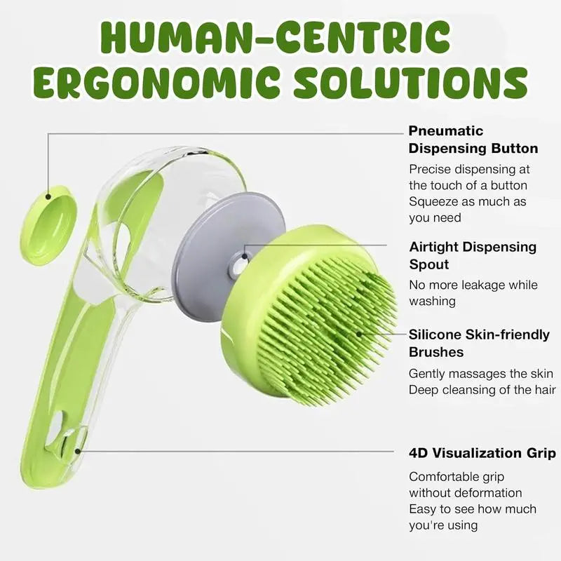 2026 Summervibes 2-in-1 Pet Bath and Grooming Brush with Built-in Shampoo Dispenser for Effortless Bathing and Soft Massage for Dogs and Cats