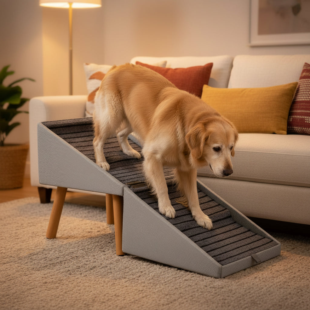 17'' Dog Stairs Ramp for Couch | #Summervibes #Petlovers Ziluce Wooden Ottoman Ramp for Sofa or Short Bed | for Senior,Small, Medium Dogs, Dachshund | 2-In-1 Convertible Home Step Stool with Wood Foot