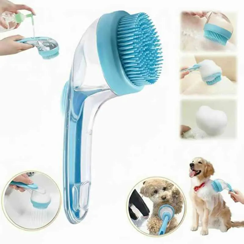 2026 Summervibes 2-in-1 Pet Bath and Grooming Brush with Built-in Shampoo Dispenser for Effortless Bathing and Soft Massage for Dogs and Cats