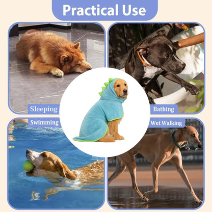 Quick-Dry Dog Bathrobe and Towel Set with Adjustable Microfiber Robe and Drying Gloves - Perfect for Cold Weather and Beach Grooming