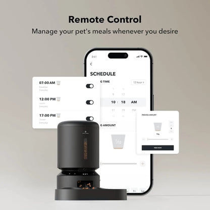 PETLIBRO 5L Automatic Cat Feeder with HD Camera for Two Cats, 1080P Video with Night Vision, 5G WiFi Connectivity, 2-Way Audio, and Motion & Sound Alerts, Dual Tray Design, Black