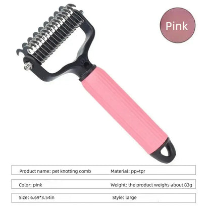 Professional Pet Grooming Tool - Universal Double-Sided Detangling Comb for Dogs, Stainless Steel Design for Effective Shedding and Matted Hair Removal, Ideal for Daily Coat Maintenance.