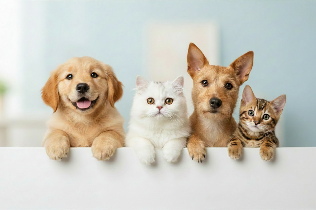 Clean pet store banner - cats and dogs