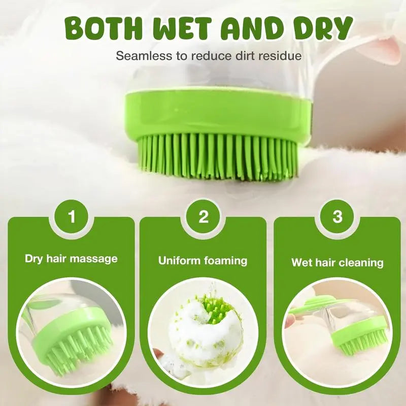 2026 Summervibes 2-in-1 Pet Bath and Grooming Brush with Built-in Shampoo Dispenser for Effortless Bathing and Soft Massage for Dogs and Cats